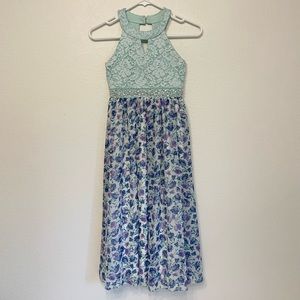 Girl’s Mint Floral Maxi Dress